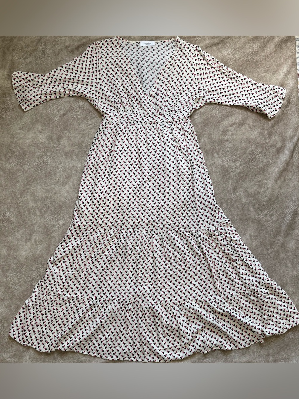 Carly Jean Los Angeles Tiered Maxi Dress Size Large Boho Wrap Style Dress - Picture 1 of 12